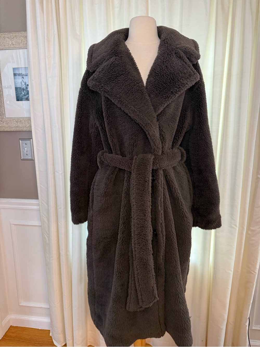 Gap Brown Sherpa Long Coat- Medium - Picture 8 of 11